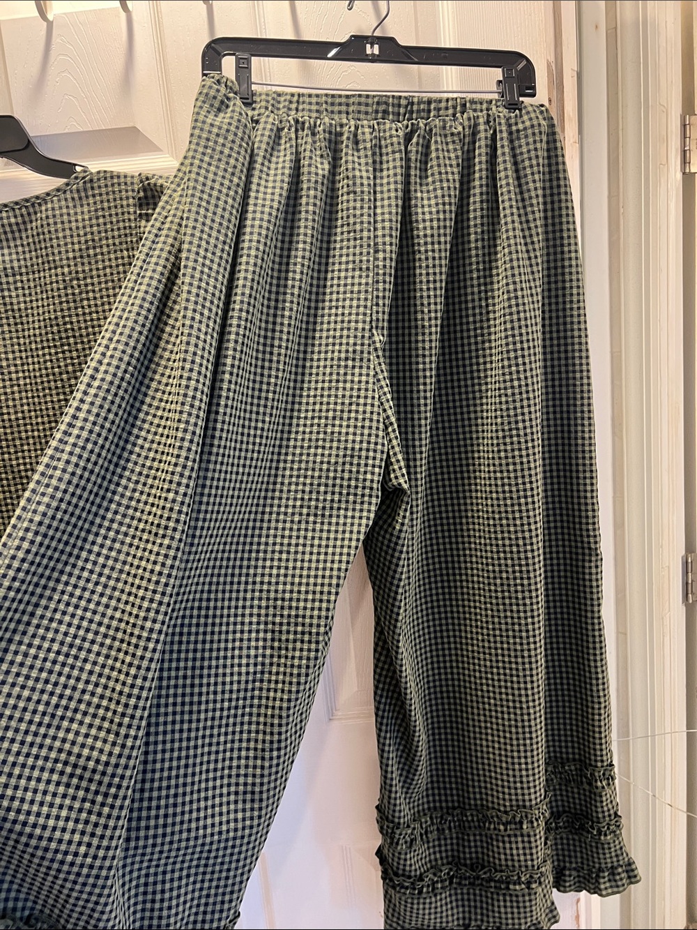 Green Gingham Ruffle Two-Piece Set - Picture 6 of 7